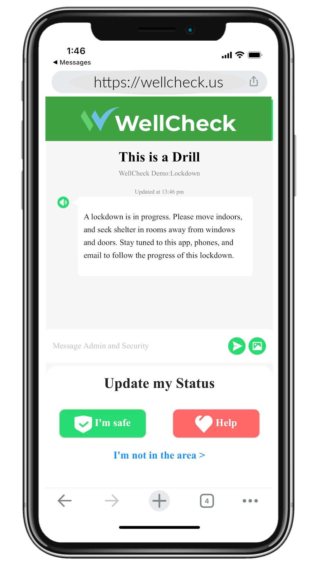 screenshot of Lockdown & Crisis Communication Platform